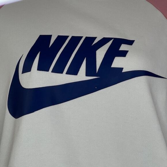 Nike Tech Sweatshirt Women's M White Color Block Crew Neck Long Sleeve Pullover - Picture 4 of 9